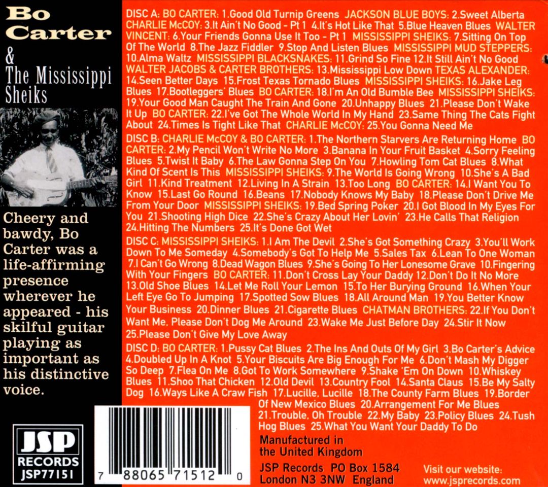 Bo Carter & the Mississippi Sheiks cover art