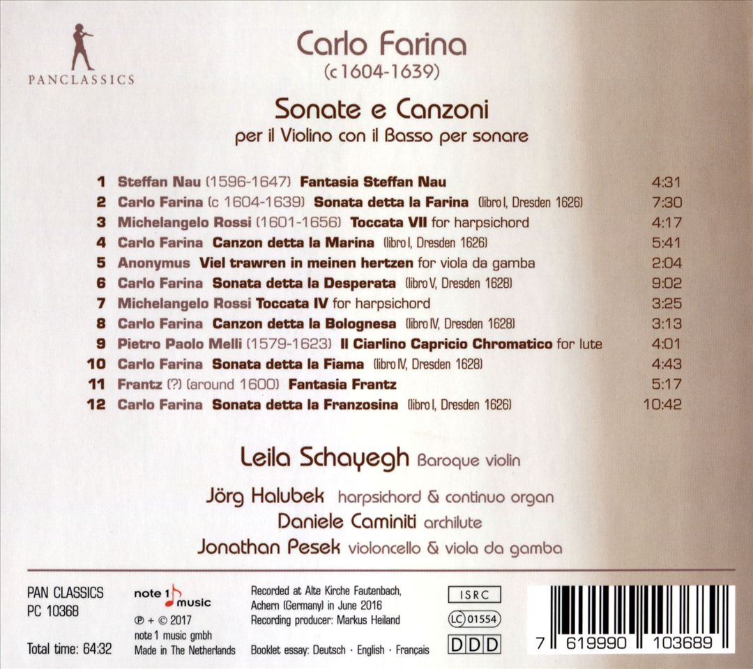 Carlo Farina: Sonate e Canzoni cover art