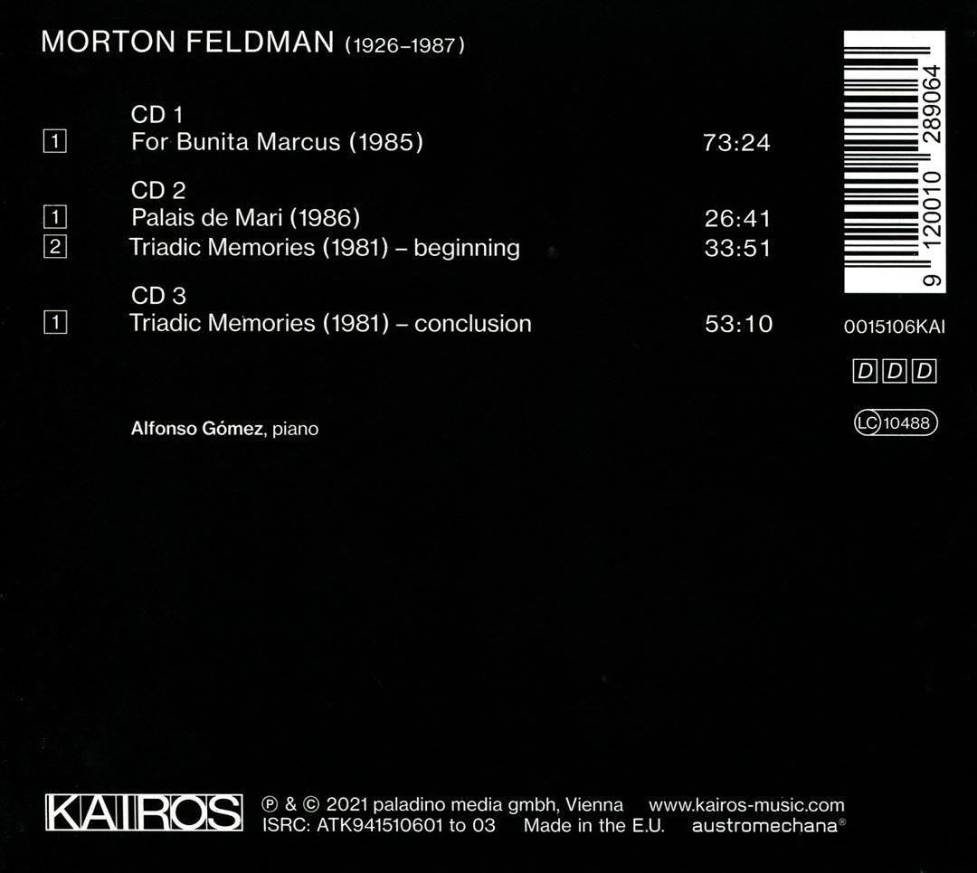 Morton Feldman: Late Works for Piano cover art