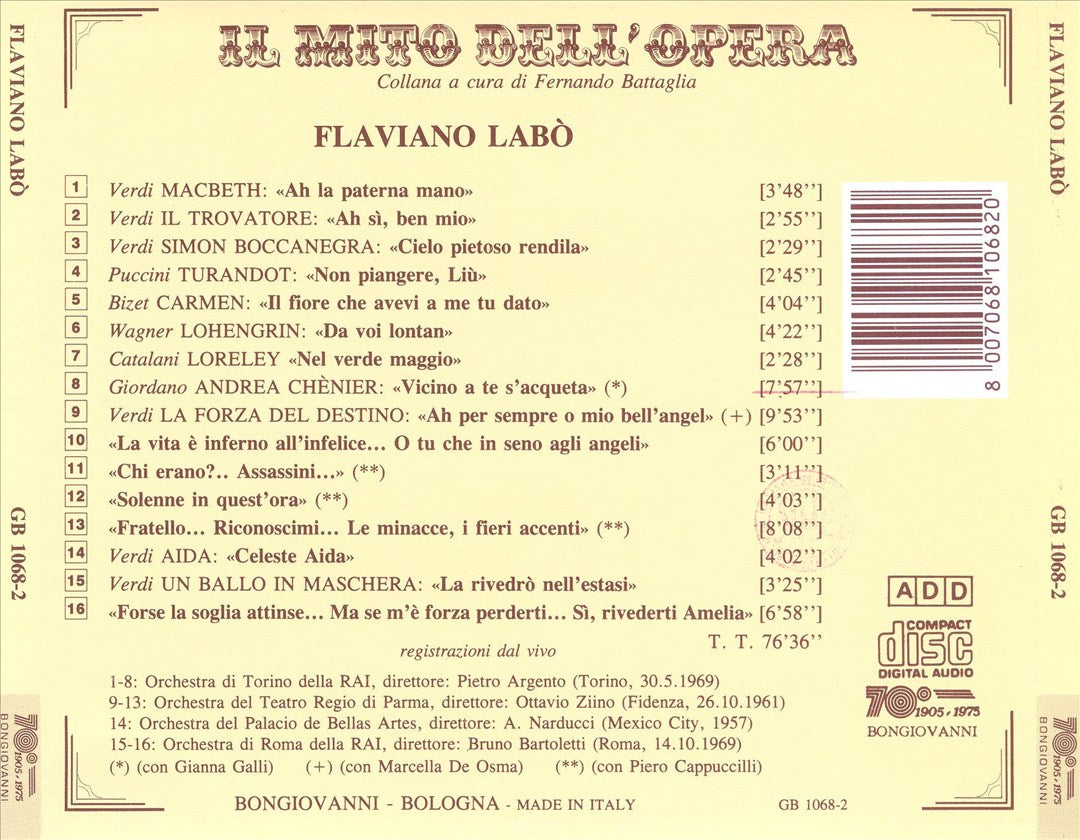 Il Mito dell'Opera: Flaviano Labò cover art