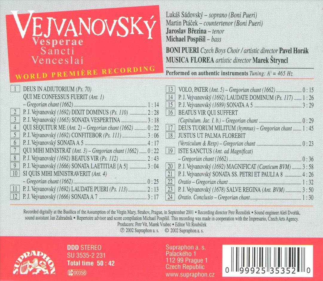 Vejvanovský: Vesperae Sancti Venceslai cover art