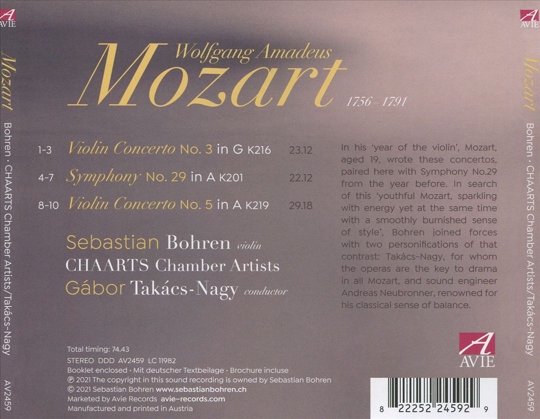 Mozart: Violin Concertos Nos. 3 & 5; Symphony No. 29 cover art