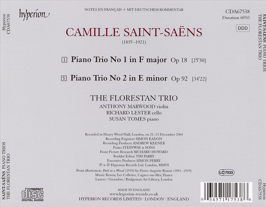 Saint-Saëns: Piano Trios cover art