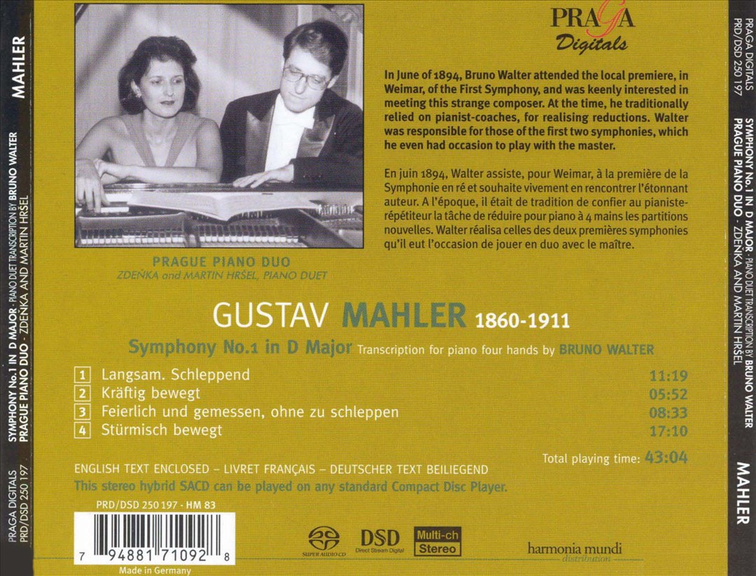 Mahler: Symphony No. 1 in D (Piano Duet Transcription)  cover art