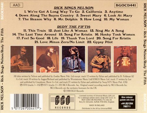 Rick Sings Nelson/Rudy the Fifth cover art