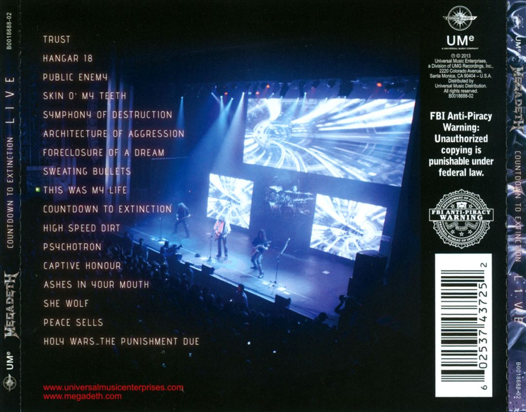 Countdown to Extinction: Live cover art