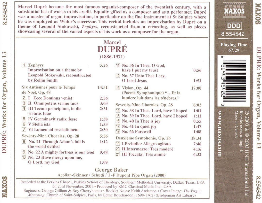 Dupré: Works for Organ, Vol. 13 cover art