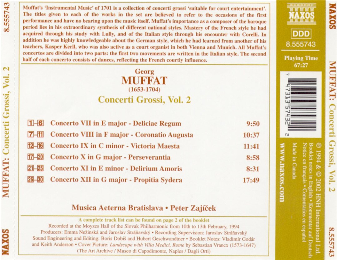 Muffat: Concerti Grossi, Nos. 7-12 cover art