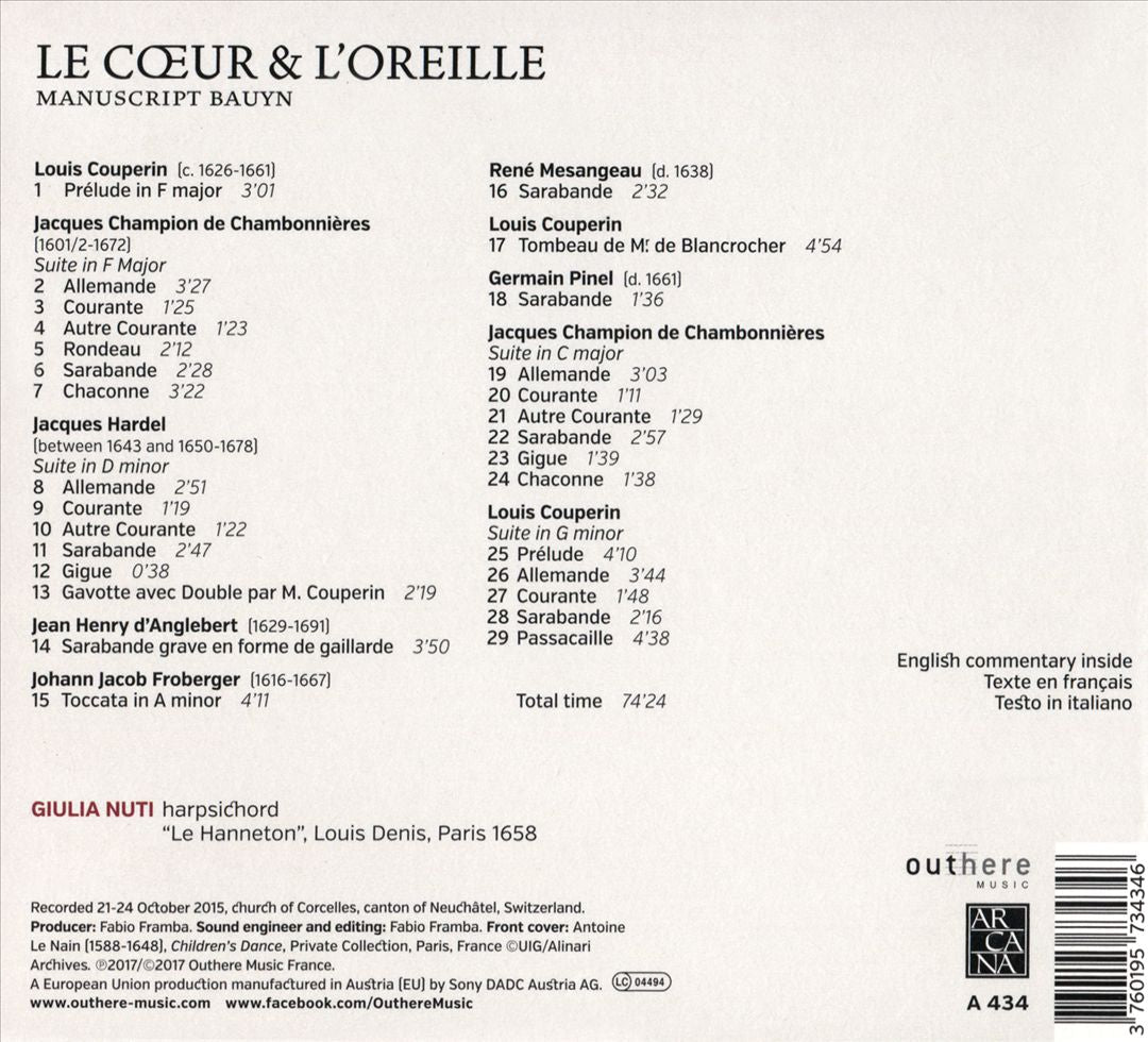 Cœur & L'Oreille: Manuscript Bauyn cover art