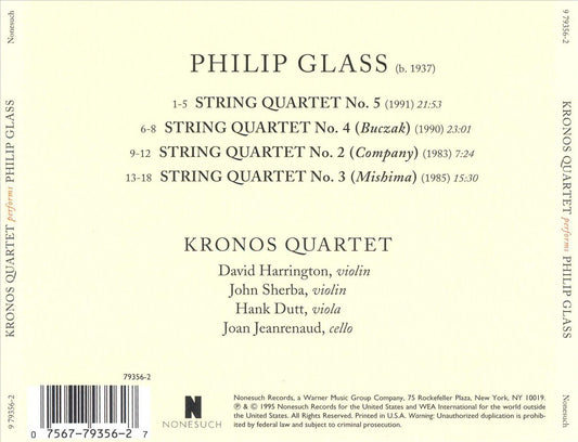 Kronos Quartet Performs Philip Glass cover art