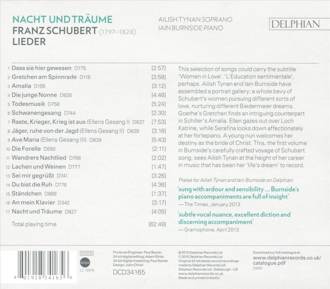 Schubert Lieder: Nacht und Träume cover art