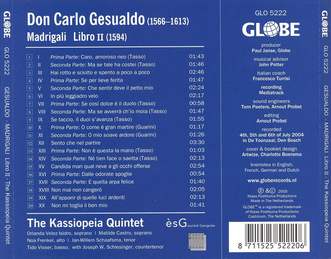 Don Carlo Gesualdo: The Madrigali Libro 2 cover art