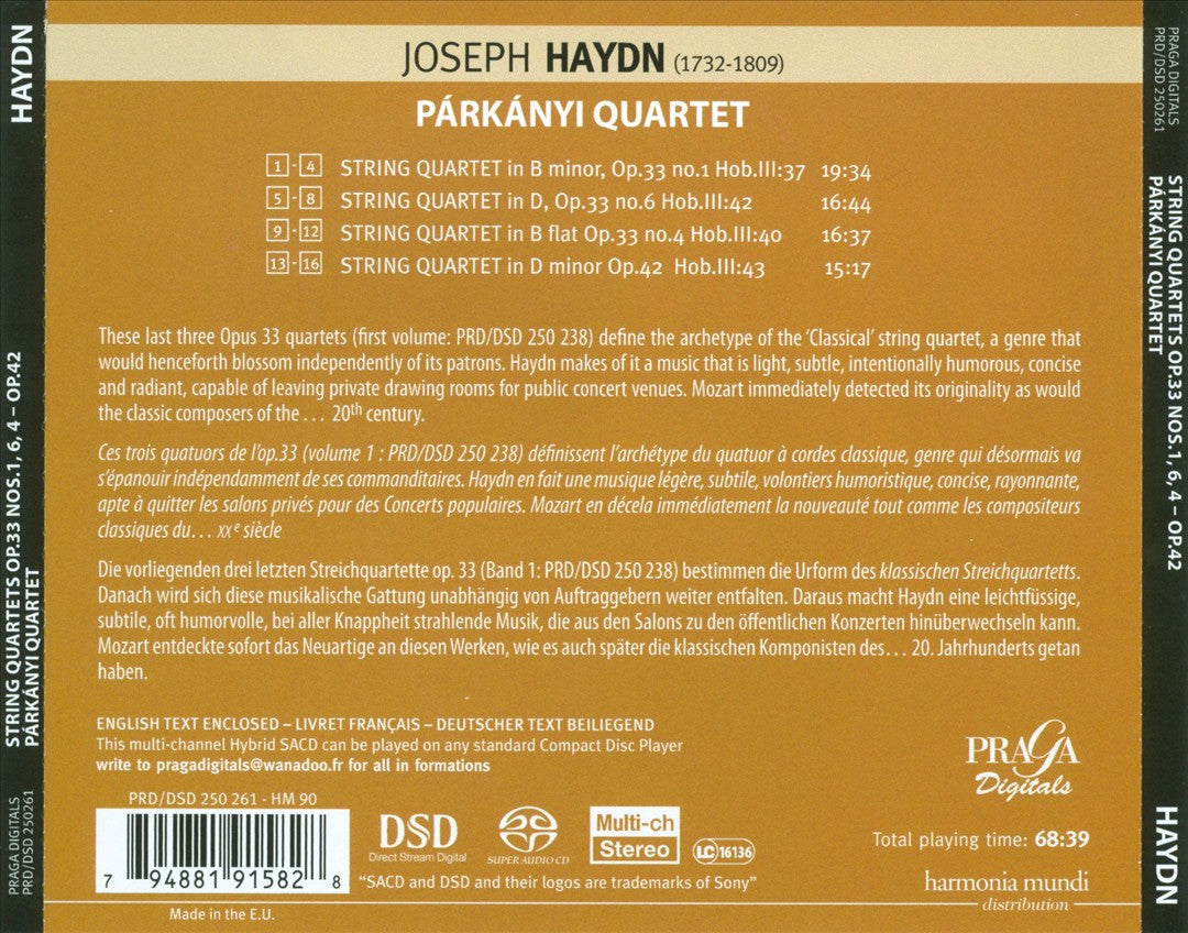 Haydn: String Quartets Op. 33 Nos. 1, 6, 4; String Quartet Op. 42 cover art