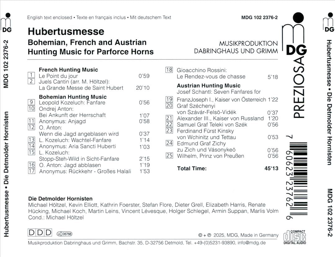 Hubertusmesse: Bohemian, French & Austrian Hunting Music for Parforce Horns cover art