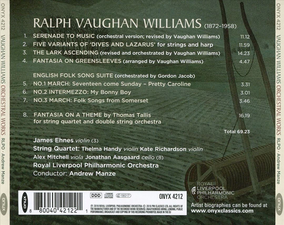 Vaughan Williams: The Lark Ascending; Fantasia on a Theme by Thomas Tallis cover art