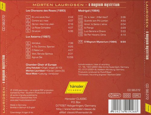 Lauridsen: O Magnum Mysterium cover art