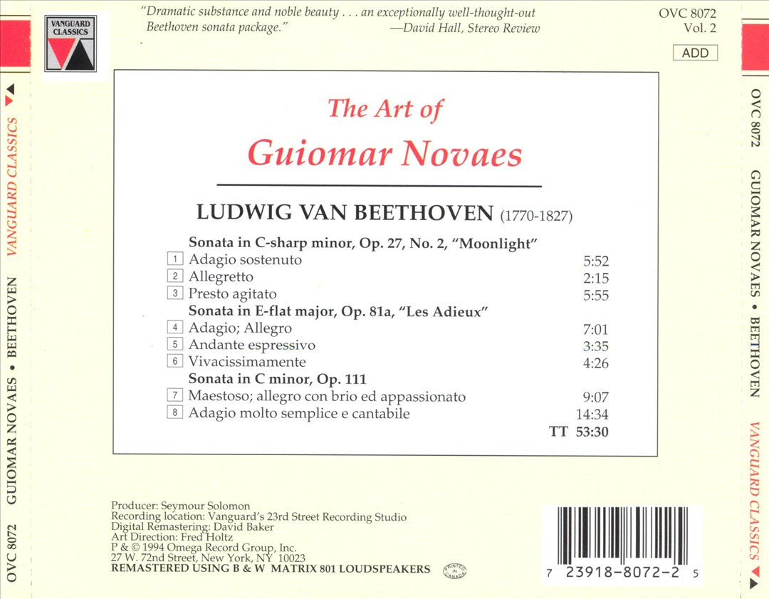 Art of Guiomar Novaes Beethoven Sonatas cover art