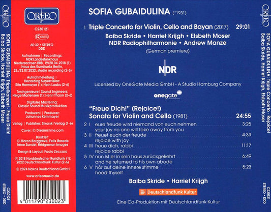 Sofia Gubaidulina: Triple Concerto for Violin, Cello and Bayan; Rejoice! Sonata for Violin and Cello cover art