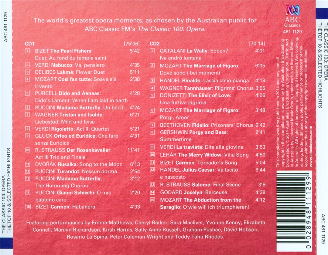 Classic 100 Opera:  The Top 10 & Selected Highlights cover art