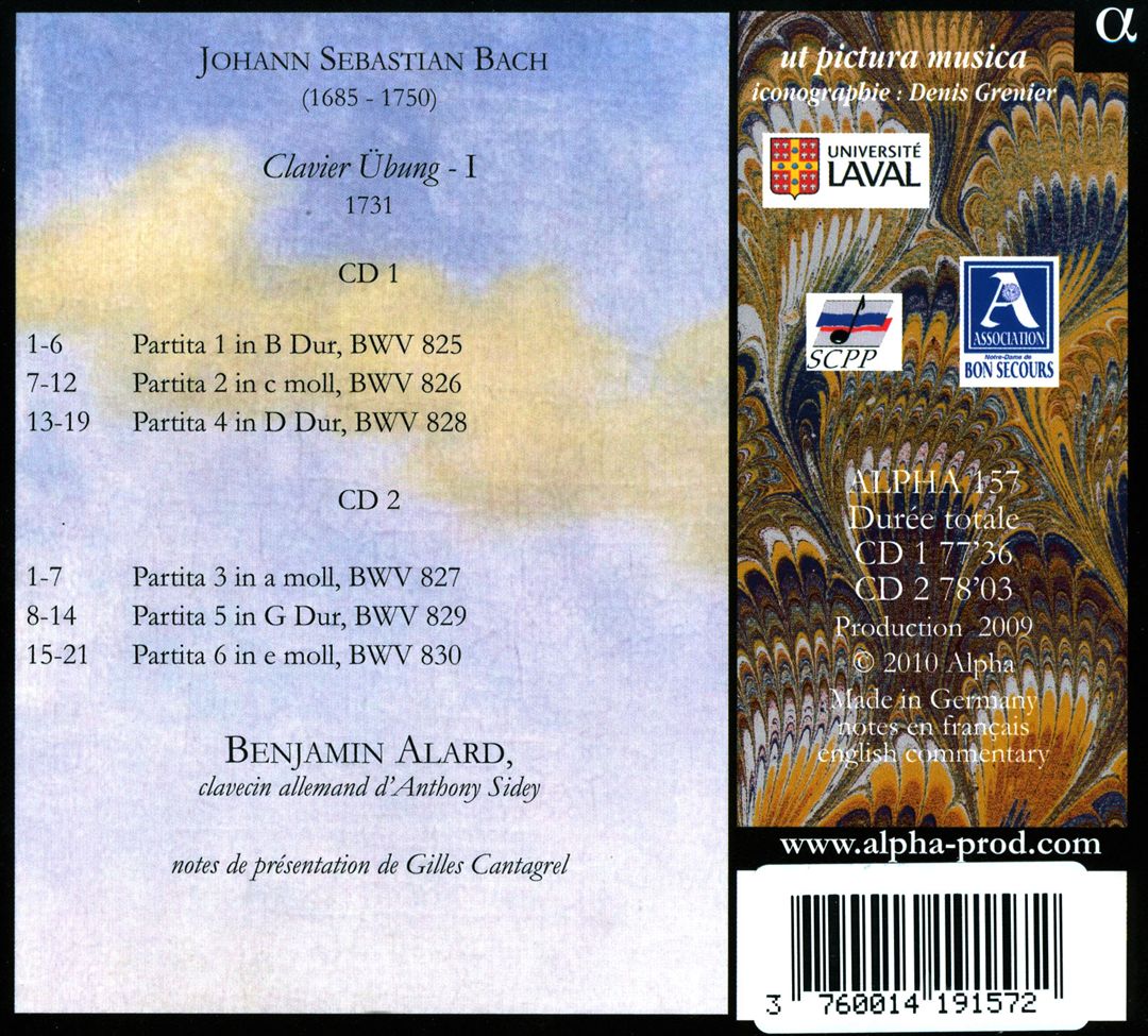 Johann Sebastian Bach: Clavier Übung, Vol. 1 cover art