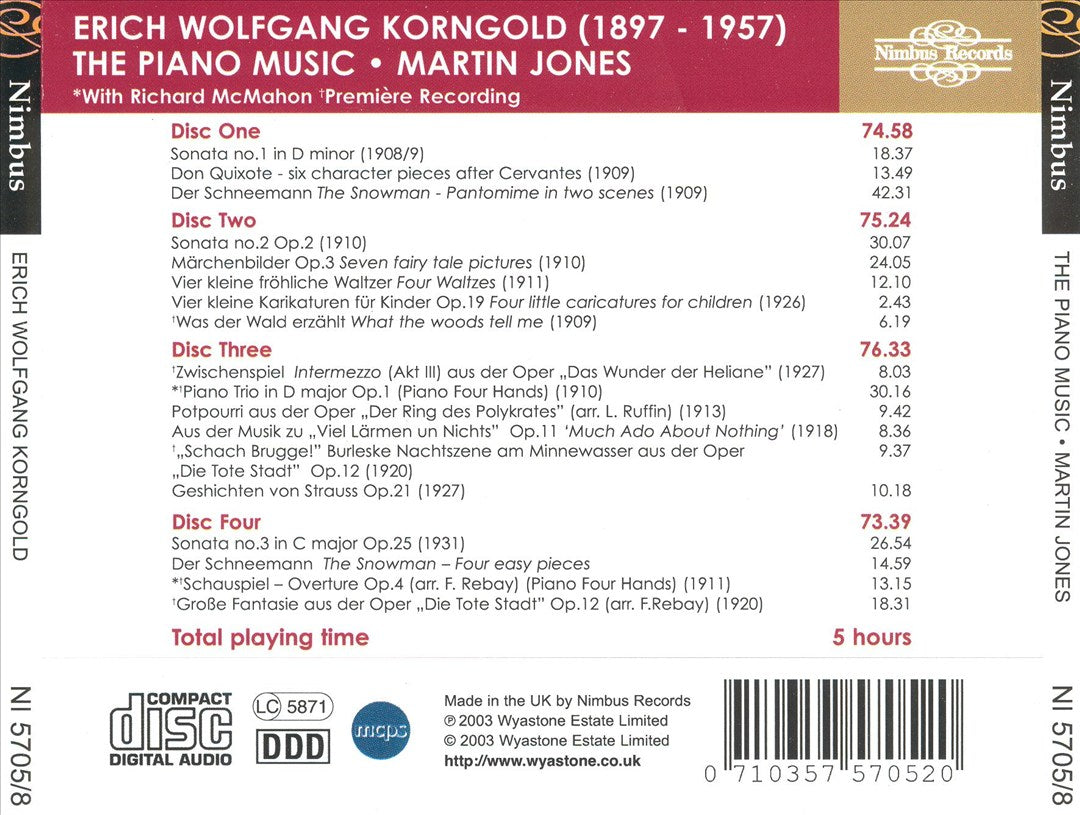 Erich Wolfgang Korngold: The Piano Music cover art