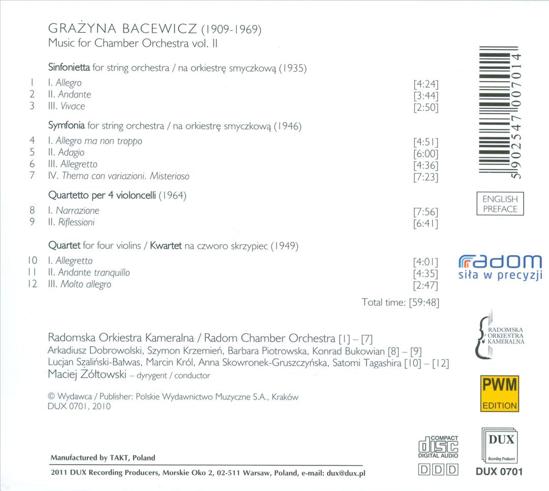 Grazyna Bacewicz: Music for Chamber Orchestra, Vol. 2 cover art