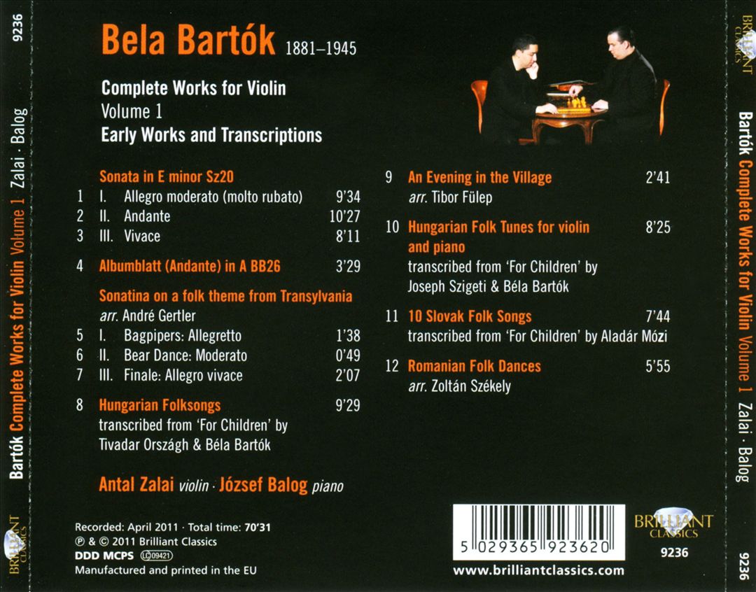 Bartok: Complete Works for Violin, Vol. 1 cover art