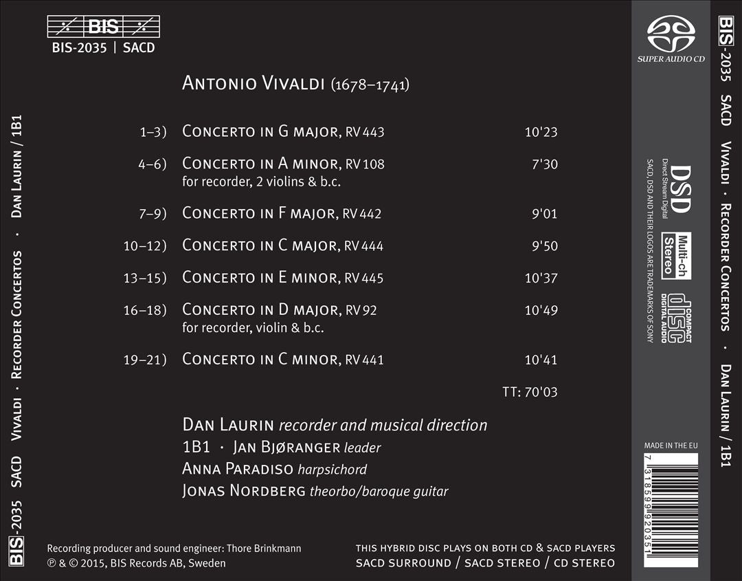 Vivaldi: Recorder Concertos cover art