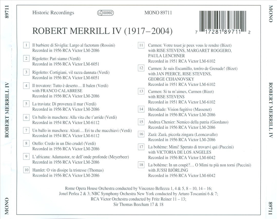 Lebendige Vergangenheit: Robert Merrill, Vol. 4 cover art