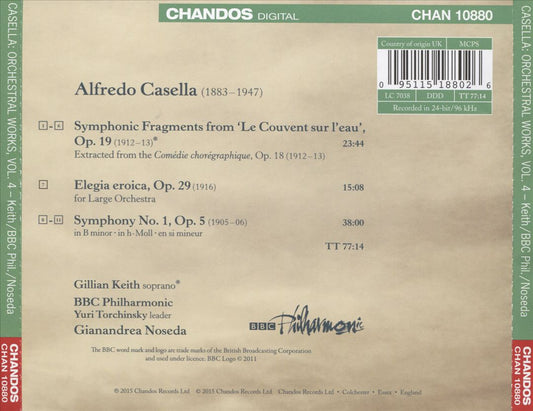 Alfredo Casella: Symphony No. 1; Elegia Eroica; Symphonic Fragments from "Le Couvent Sur L'Eau" cover art