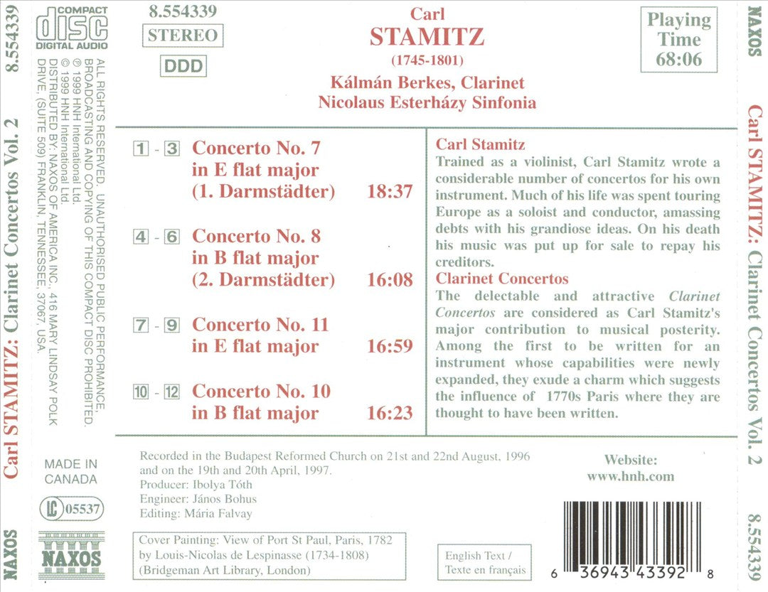 Stamitz: Clarinet Concertos Vol. 2 cover art