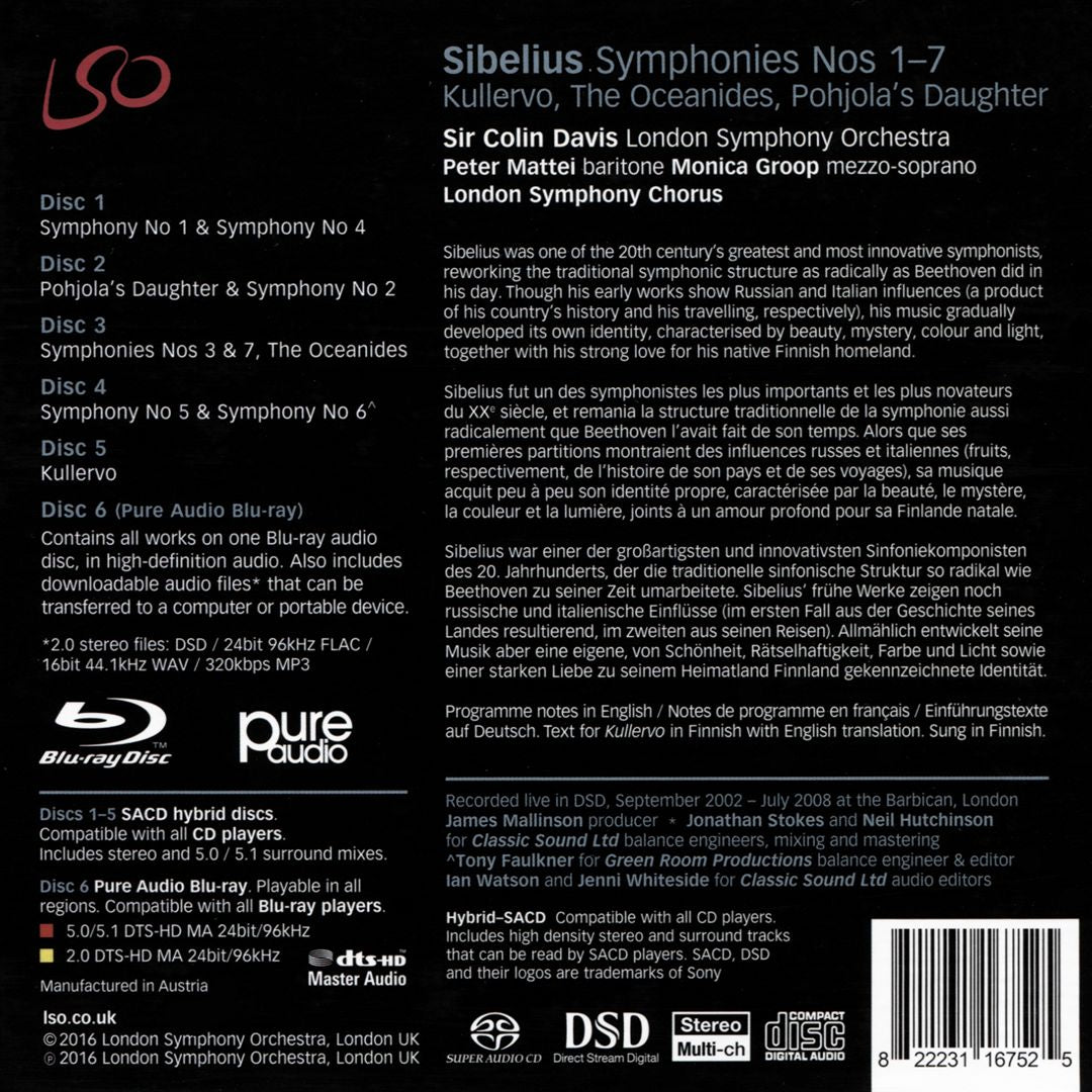 Sibelius: Symphonies Nos. 1-7: Kullervo; The Oceanides; Pohjola's Daughter cover art