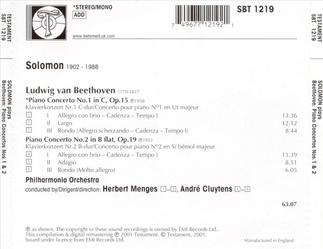 Beethoven: Piano Concertos Nos. 1 & 2 cover art