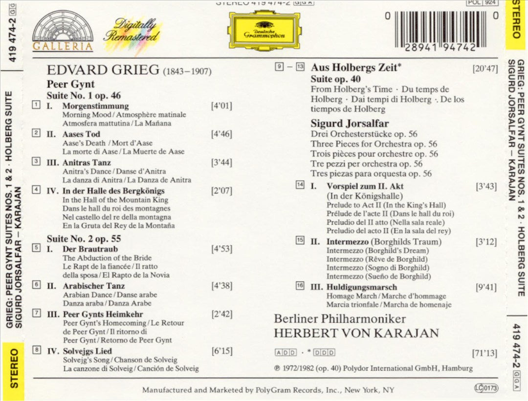 Grieg: Peer-Gynt-Suiten 1 & 2; Aus Holbergs Zeit cover art
