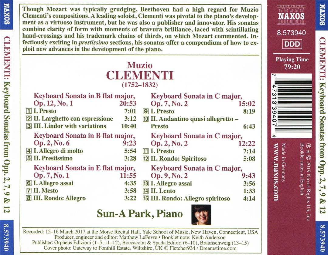 Clementi: Keyboard Sonatas Op. 2 Nos. 2 & 6, Op. 7 Nos. 1 & 2, Op. 9 No. 2, Op. 12 No. 1 cover art