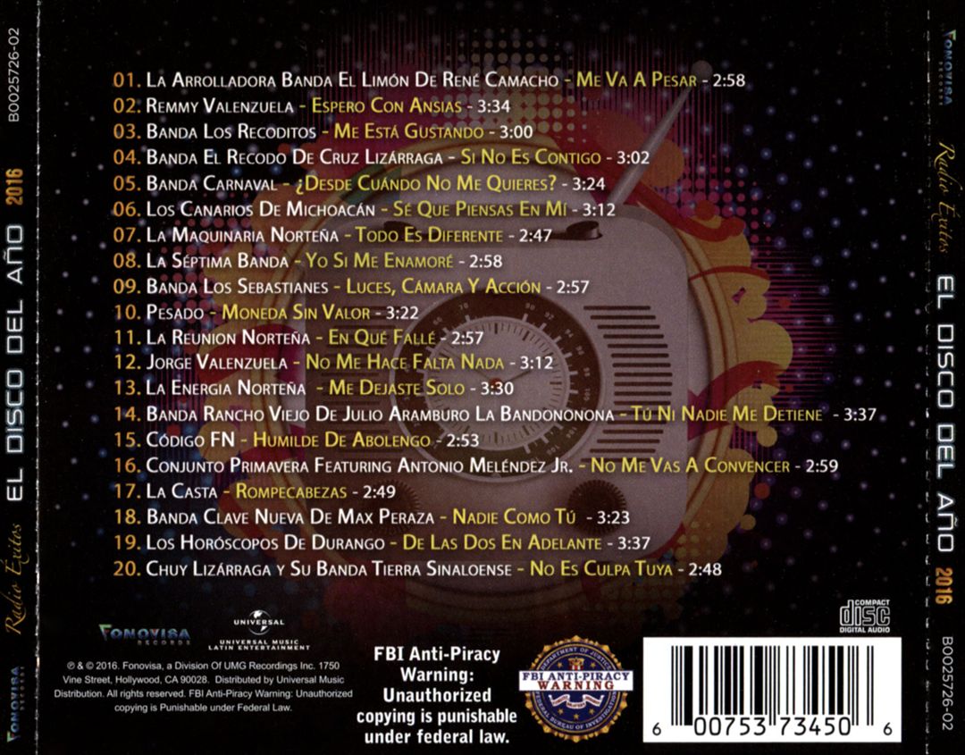 Radio Exitos: El Disco del Ano 2016 cover art