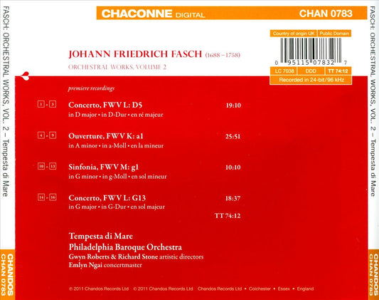 Johann Friedrich Fasch: Orchestral Works, Vol. 2 cover art