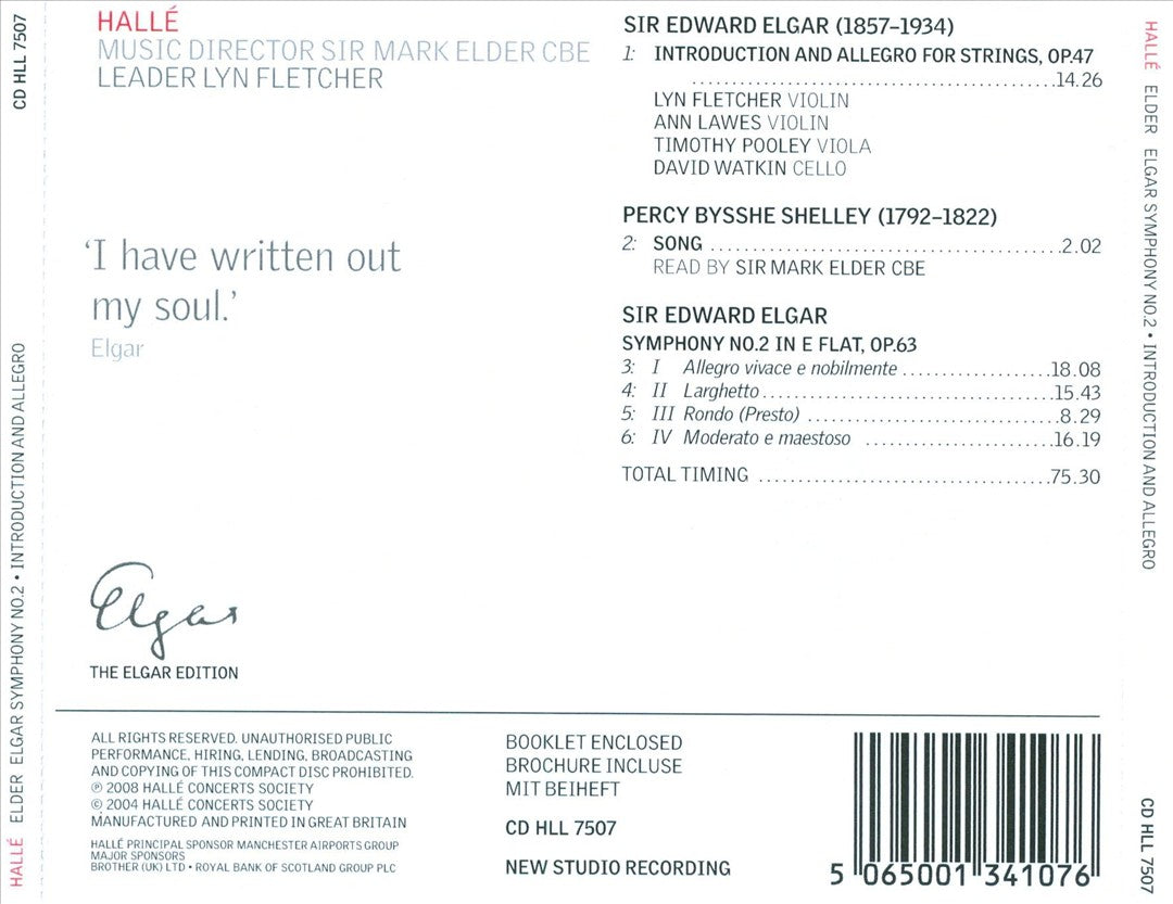 Elgar: Symphony No. 2; Introduction and Allegro cover art