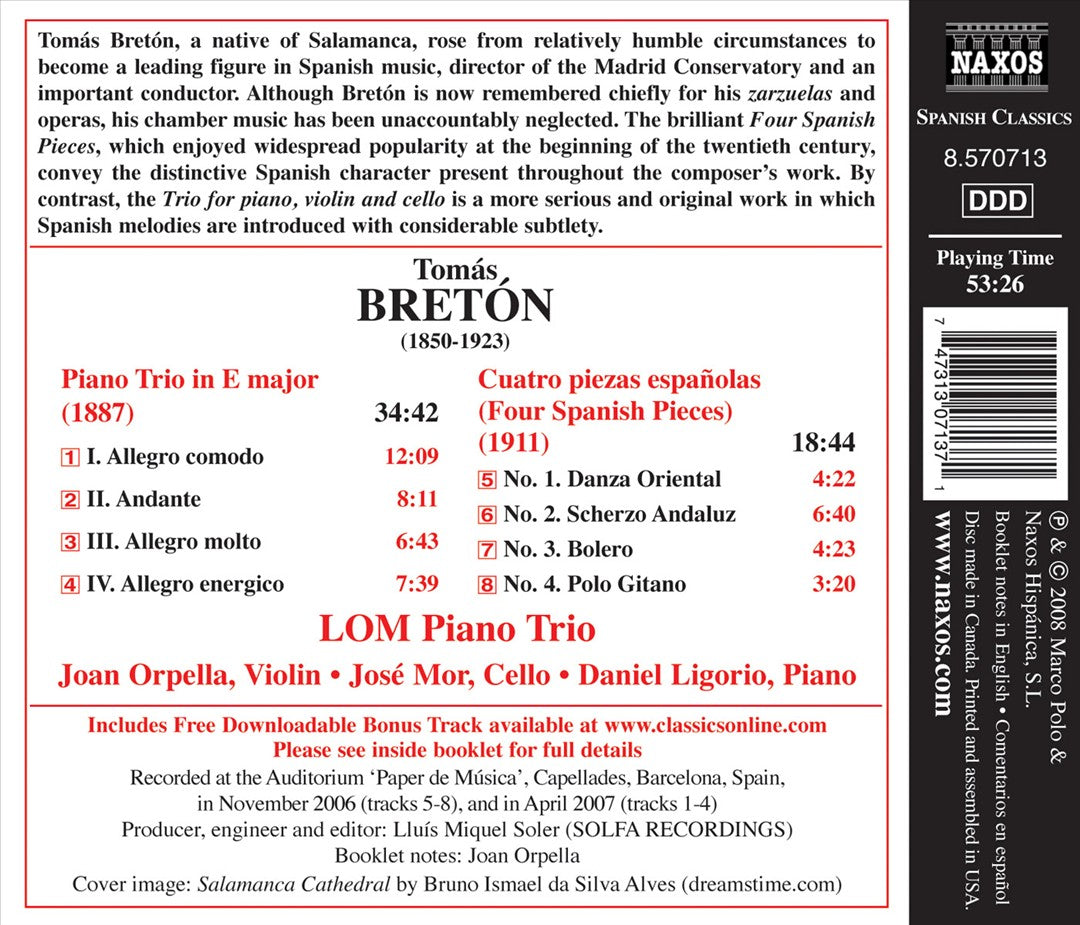 Thomás Bretón: Four Spanish Pieces; Piano Trio cover art