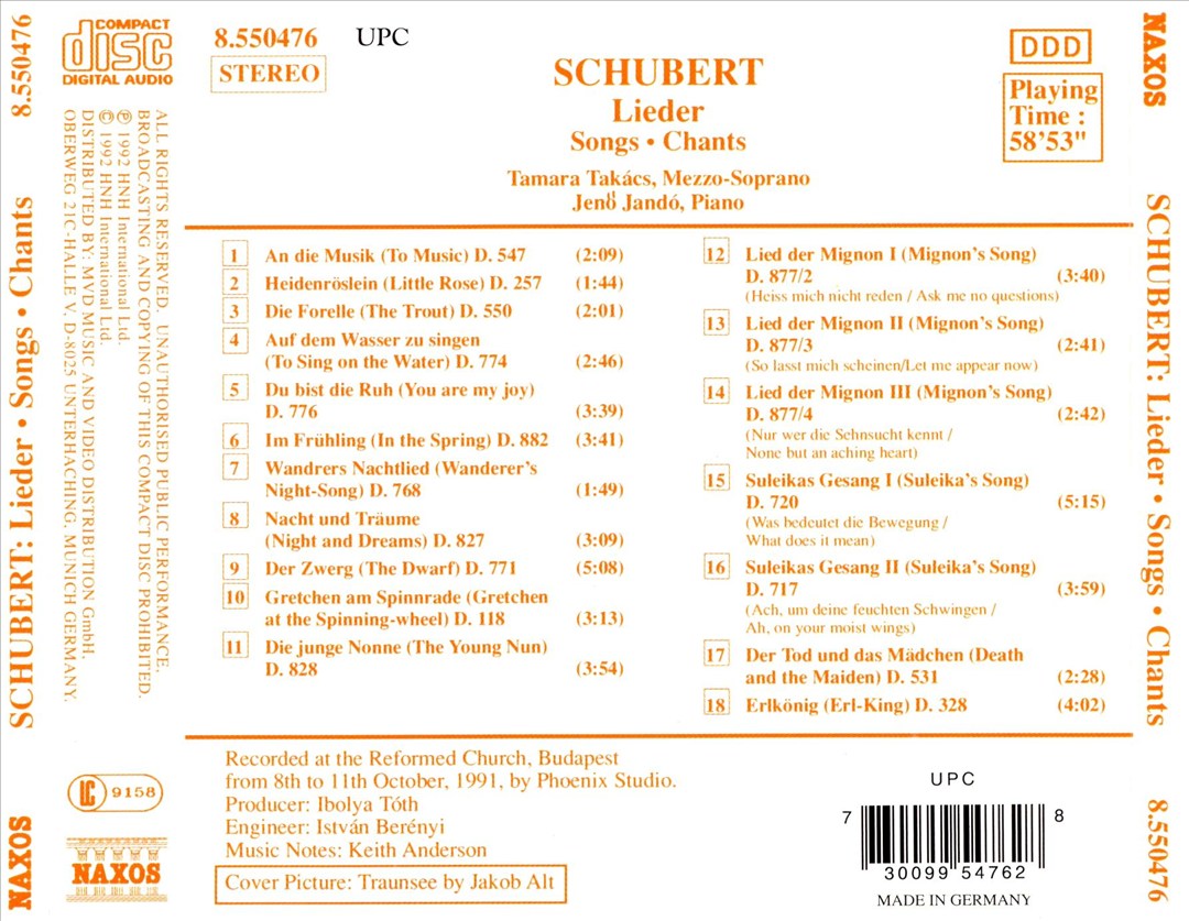 Schubert: Lieder cover art