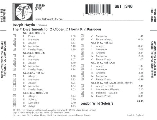 Haydn: The Seven Divertimenti cover art