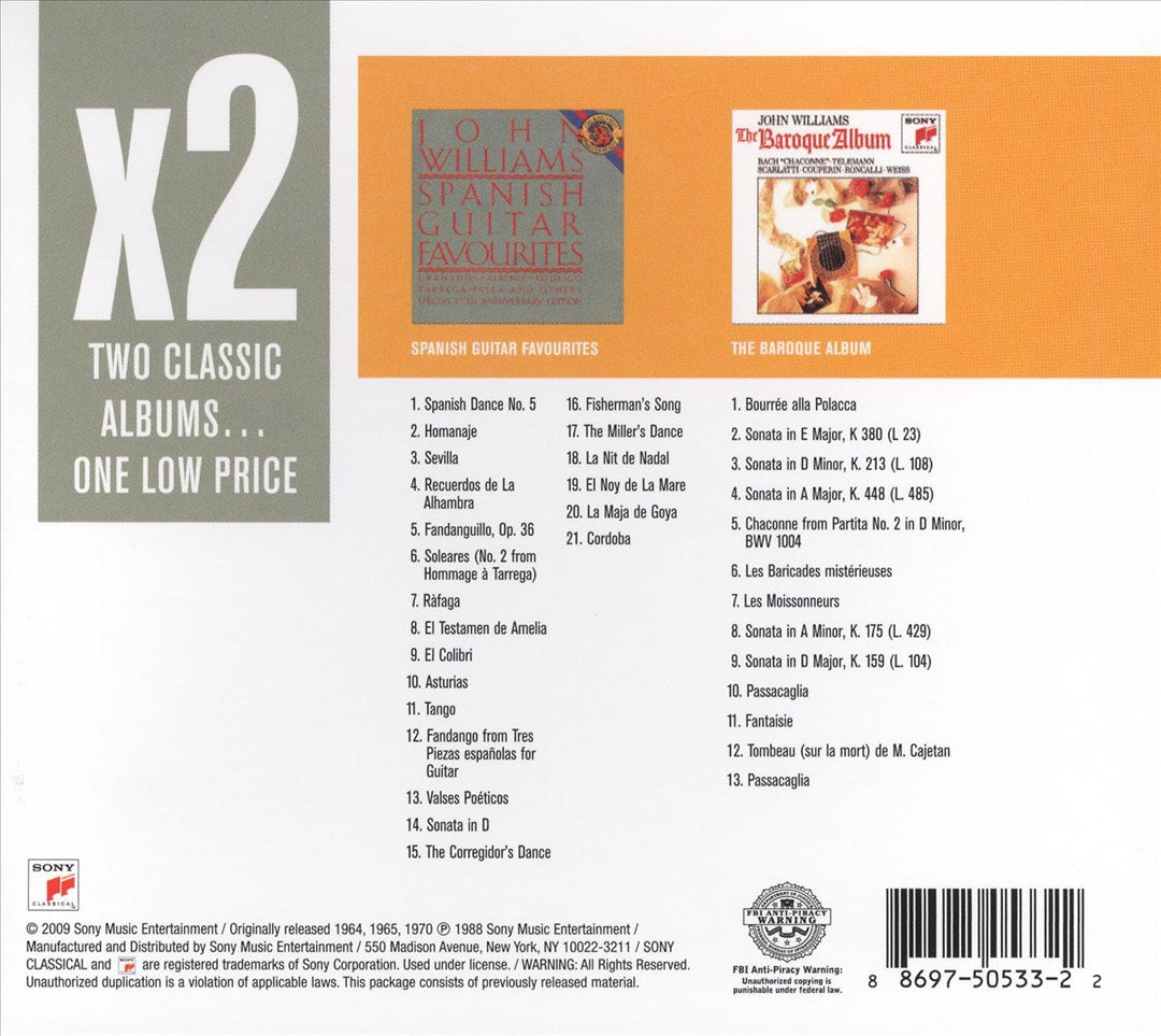 John Williams X2: Spanish Guitar Favourites / The Baroque Album cover art