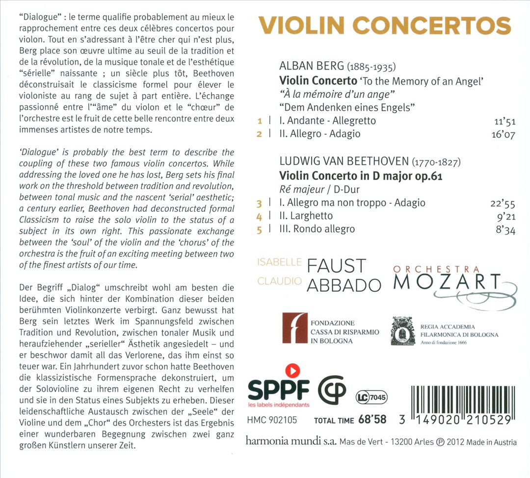 Berg, Beethoven: Violin Concertos cover art