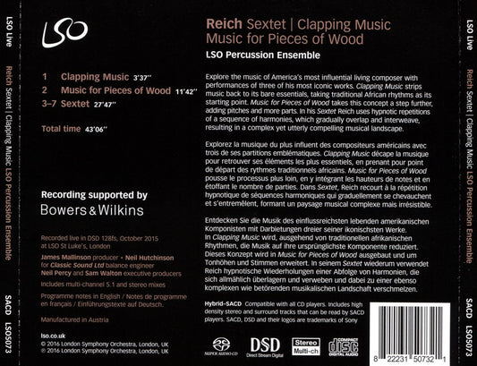 Steve Reich: Sextet; Clapping Music; Music for Pieces of Wood cover art
