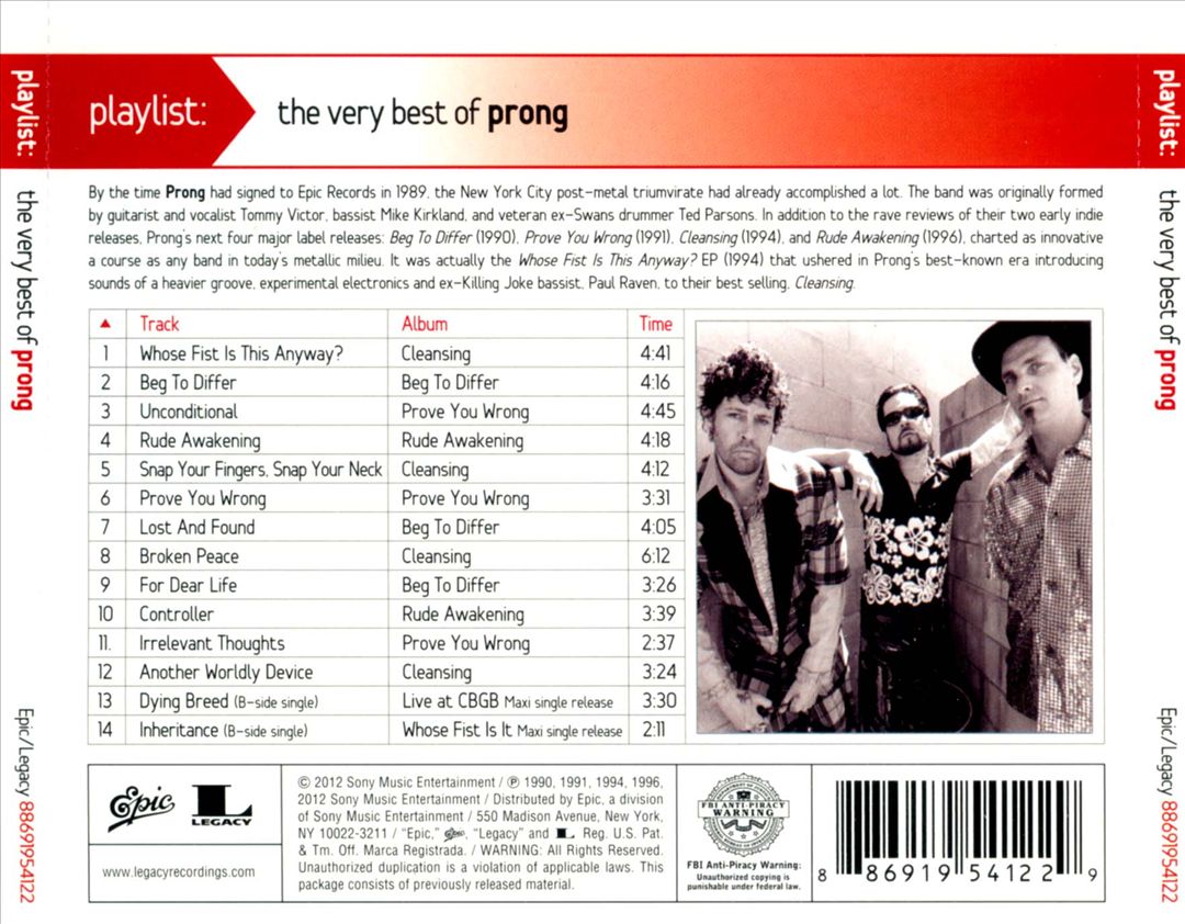 Playlist: The Very Best of Prong cover art