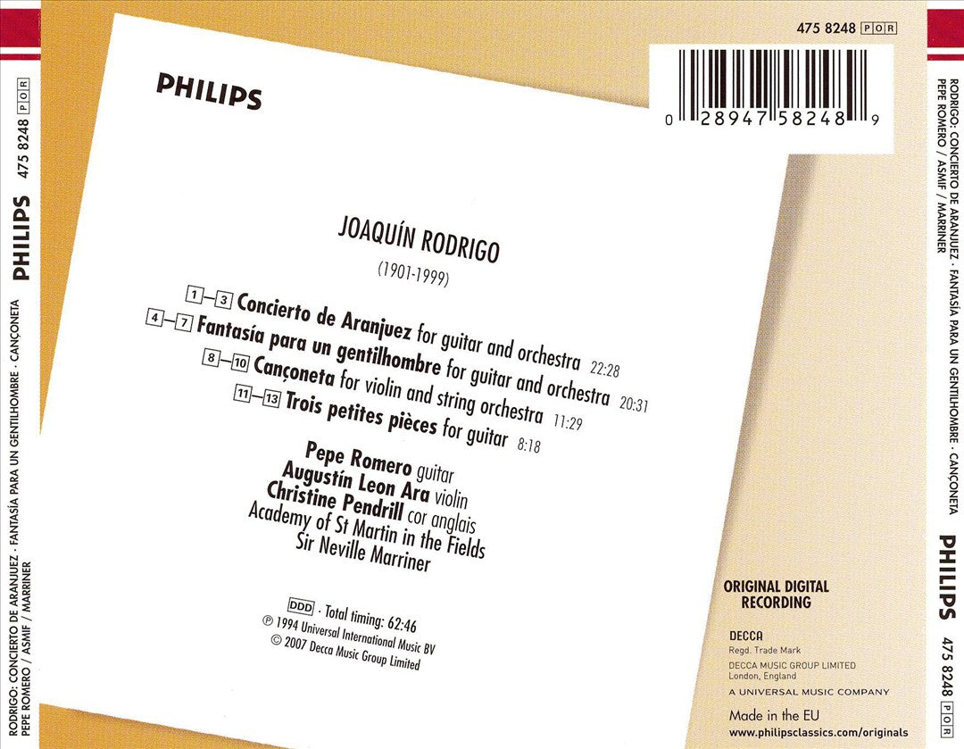 Rodrigo: Concierto de Aranjuez; Fantasia para un Gentilhombre cover art