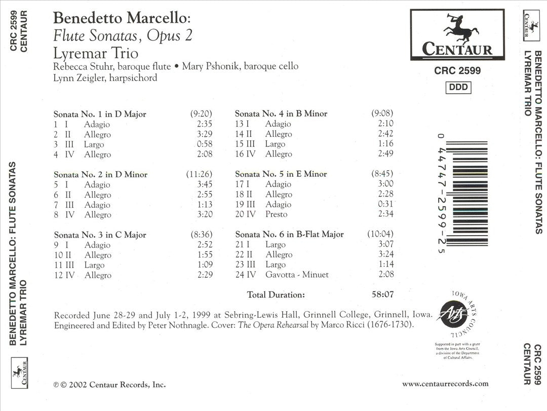 Benedetto Marcello: Flute Sonatas, Op. 2 cover art