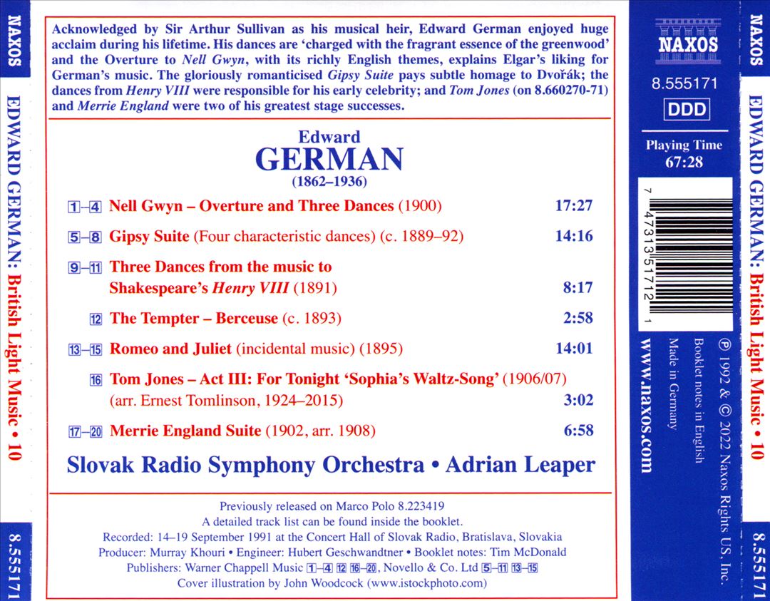 German: Merrie England Suite; Nell Gwyn; Gipsy Suite; Romeo and Juliet cover art