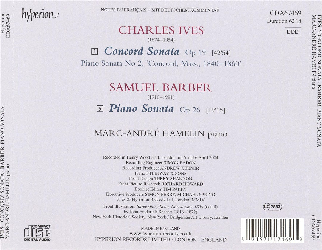 Ives: Concord Sonata; Barber: Piano Sonata cover art