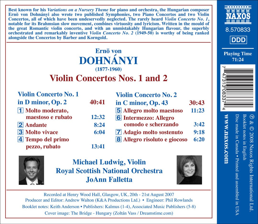 Dohnányi: Violin Concerto Nos. 1 and 2 cover art